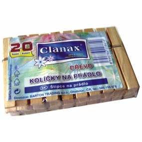 Clanax Štipce na bielizeň drevené 20 kusov