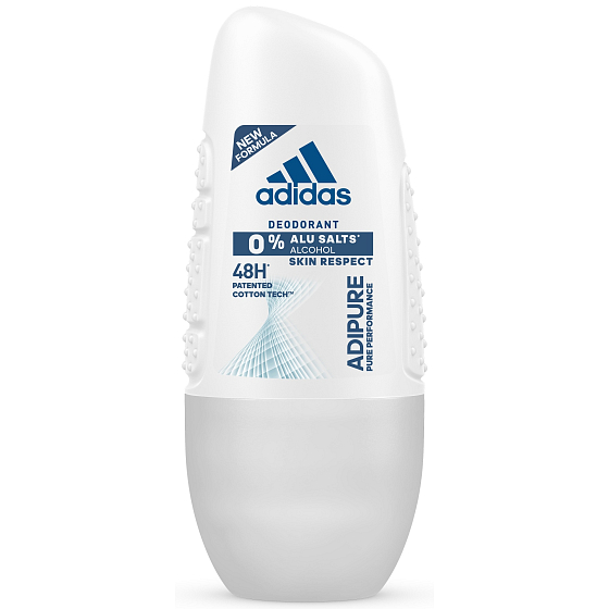 Adidas adiPURE guličkový dezodorant roll-on bez hliníkových solí pre ženy 50 ml