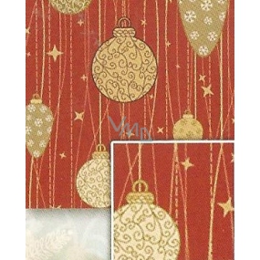 Nekupto Darčekový baliaci papier 70 x 200 cm Vianočný Červený podklad, zlaté ozdoby