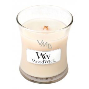 Woodwick Vanilla Bean - Vanilkový struk vonná sviečka s dreveným knôtom a viečkom sklo malá 85 g