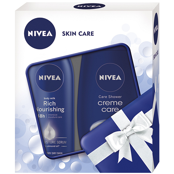 Nivea Body Milk výživné telové mlieko pre veľmi suchú pokožku 200 ml + Creme krémový sprchový gél 250 ml, kozmetická sada