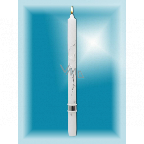 Lima Kostolné krstné sviečka biela so strieborným zdobením č. 1001 25 x 360 mm 1 kus