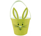 Košík textilné zajačik s ušami zelený 15 x 12 cm