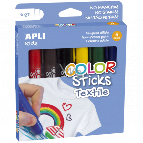 Apli Color Sticks temperové farby na textil mix farieb 6 x 6 g, sada