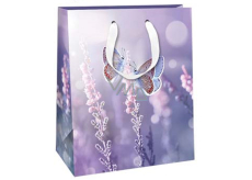 Ditipo Darčeková papierová taška 26,4 x 32,7 x 13,6 cm Glitter Purple butterflies
