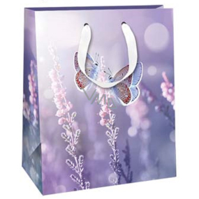 Ditipo Darčeková papierová taška 26,4 x 32,7 x 13,6 cm Glitter Purple butterflies