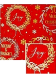 Nekupto Vianočný baliaci papier na darčeky 70 x 1000 cm Tmavo červená, Merry & Bright