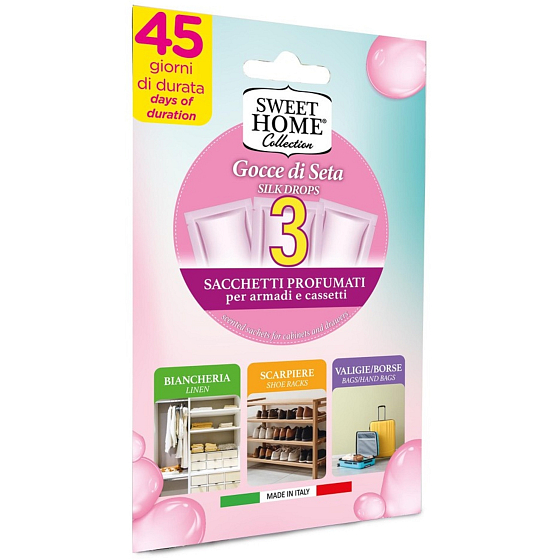 Sweet Home Gocce di Seta - Kvapky z hodvábnych vonných vrecúšok do šatníka 3 kusy
