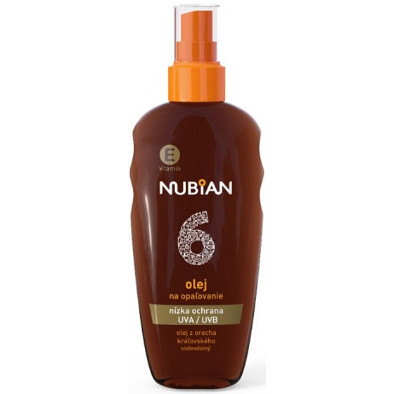 Nubian OF6 Olej na opaľovanie nízka ochrana sprej 150 ml