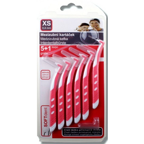Soft Dent medzizubná kefka zahnutý XS 0,4 mm 6 kusov