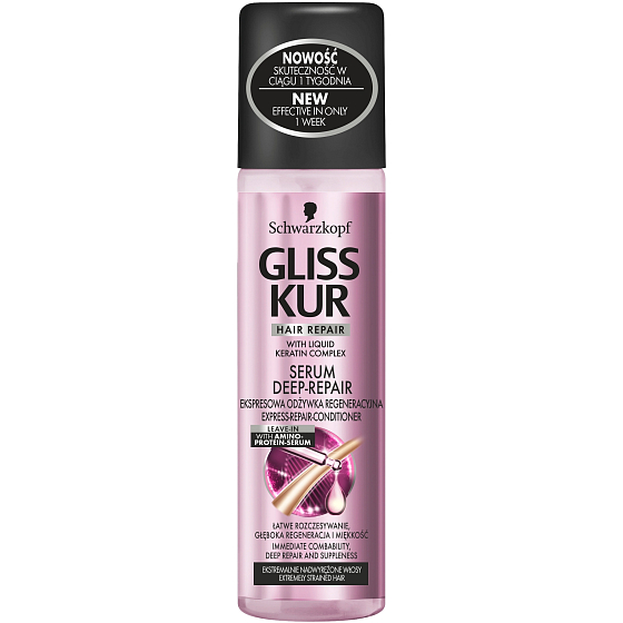 Gliss Kur Serum Deep Repair regeneračný expres balzam pre extrémne namáhané vlasy 200 ml sprej