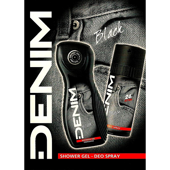 Denim Black sprchový gél pre mužov 250 ml + dezodorant sprej 150 ml, kozmetická sada