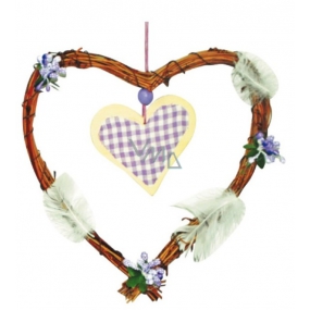 Srdce fialkový dekor so srdiečkom 22 cm
