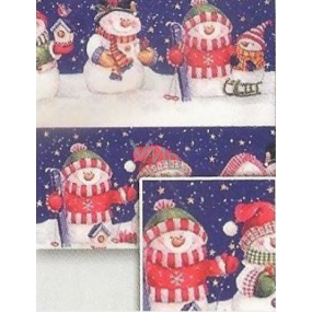 Nekupto Darčekový baliaci papier 70 x 200 cm Vianočný Modrý podklad, snehuliak
