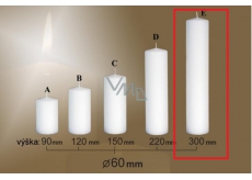 Lima Gastro hladká sviečka biela valec 60 x 300 mm 1 kus