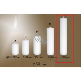 Lima Gastro hladká sviečka biela valec 60 x 300 mm 1 kus