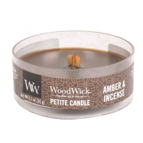 Woodwick Amber & Incense - Ambra a kadidlo vonná sviečka s dreveným knôtom petite 31 g