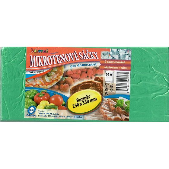 V&CH Obal Mikroténové vrecká farebné pre domácnosť na zmrazovanie, blokované, silné 250 x 350 mm 50 kusov