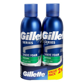Gillette Series Sensitive Aloe Vera pena na holenie pre mužov 2 x 200 ml, duopack