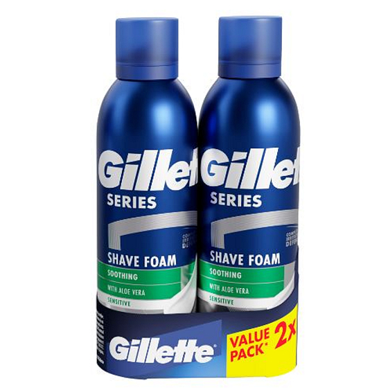 Gillette Series Sensitive Aloe Vera pena na holenie pre mužov 2 x 200 ml, duopack