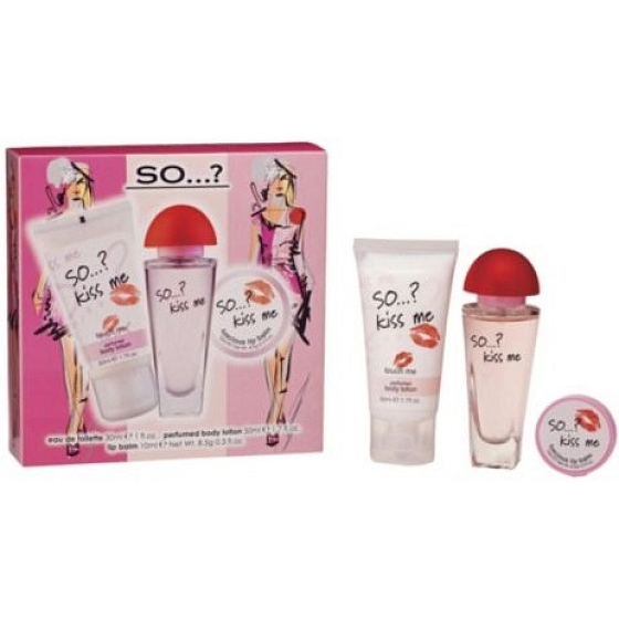 SO ...? Kiss Me toaletná voda 30 ml + telové mlieko 50 ml + balzam na pery 10 ml, kozmetická sada