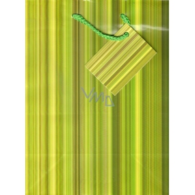 Nekupto Darčeková papierová taška 23 x 18 x 10 cm Zelené pruhy 1 kus 622 50 KAM
