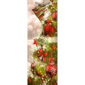 Nekupto Darčeková papierová taška na fľašu 33 x 10 x 9 cm Vianočný zdobenie 947 02 WLH