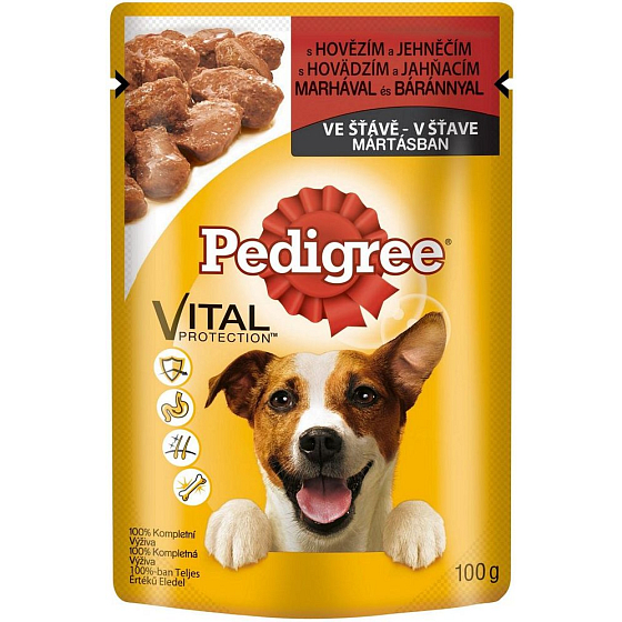 Pedigree Vital Protection s hovädzím a jahňacím mäsom v šťave kapsička 100 g