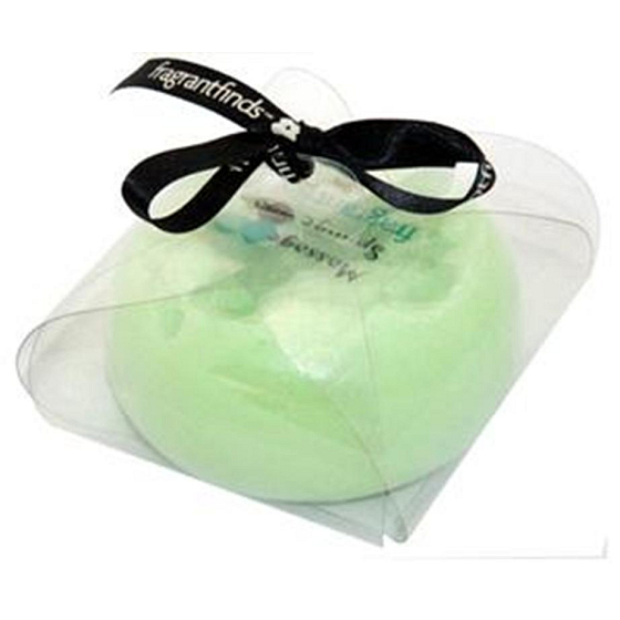 Fragrant Appleliscious Glycerínové mydlo masážne s hubkou naplnenou vôňou parfumu DKNY Green Apples v svetlozelenej farbe 200 g