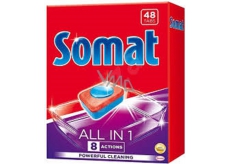 Somat All In 1 8 Actions tablety do umývačky sa silou kyseliny citrónovej pre čisté a žiarivé riadu 48 kusov