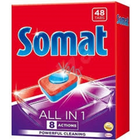 Somat All In 1 8 Actions tablety do umývačky sa silou kyseliny citrónovej pre čisté a žiarivé riadu 48 kusov