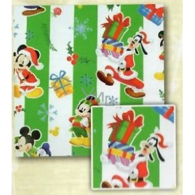 Nekupto Darčekový baliaci papier 70 x 150 cm Vianočný Zelený pruh, Mickey Mouse