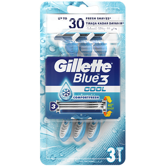 Gillette Blue 3 Cool 3-čepeľový holiaci strojček pre mužov 3 kusy