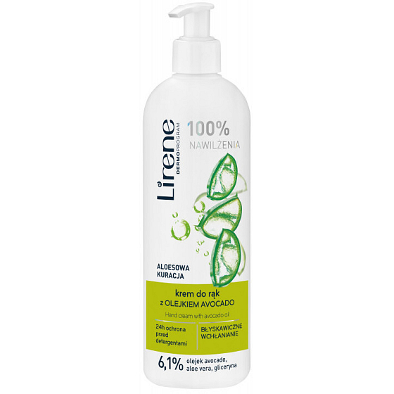 Lirene Aloe Vera a avokádový olej krém na ruky dávkovač 180 ml