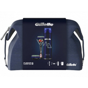 Gillette Fusion5 ProGlide holiaci strojček + náhradné hlavice 2 kusy + gél na holenie 200 ml + etue, kozmetická sada, pre mužov