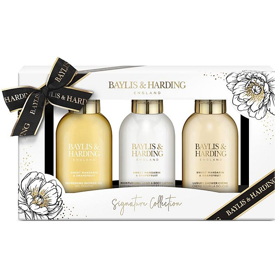 Baylis & Harding Sladká mandarínka & Grapefruit sprchový gél 100 ml + krém na ruky a telo 100 ml + sprchový krém 100 ml, kozmetická sada pre ženy