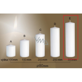 Lima Gastro hladká sviečka biela valec 80 x 300 mm 1 kus