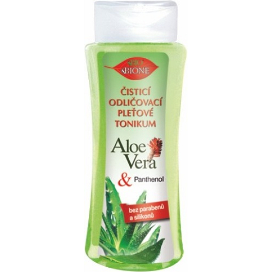 Bione Cosmetics Aloe Vera čistiace odličovacie pleťové tonikum pre všetky typy pleti 255 ml
