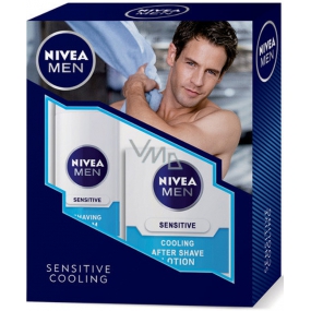 Nivea Men Sensitive Cooling pena na holenie 200 ml + Sensitive Cooling voda po holení 100 ml, pre mužov kozmetická sada