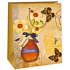 Ditipo Darčeková papierová taška 26,4 x 13,6 x 32,7 cm béžová - kvety vo váze motýle AB