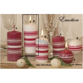 Lima Fresh Line Emotion vonná sviečka biela - ružové pruhy valec 60 x 120 mm 1 kus