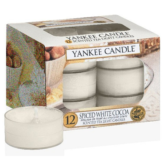 Yankee Candle Spice White Cocoa - Korenené biele kakao vonná čajová sviečka 12 x 9,8 g