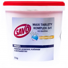 Savo 3v1 Maxi komplex Chlórové tablety do bazéna dezinfekcia 5 kg