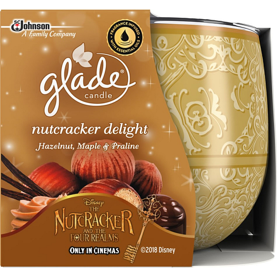 Glade by Brise Nut Delight - Pražené oriešky a sladké pralinky vonná sviečka v skle, doba horenia až 30 hodín 120 g