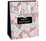 Ditipo Darčeková papierová taška 26,4 x 32,7 x 13,6 cm Glitter Happy Birthday pink