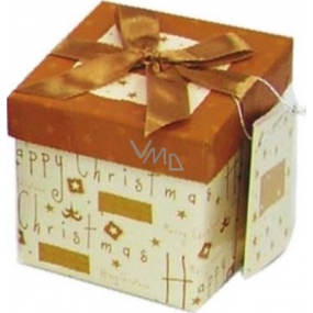 Anjel Darčeková krabička skladacia s mašľou vianočné béžovozlatá so zlatou mašľou 17 x 17 x 17 cm 1 kus
