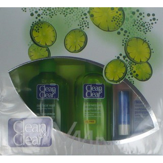 Clean & Clear umývacia emulzia 200 ml + pleťová voda 200 ml + balzam na pery 4,9 g, kozmetická sada