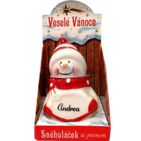 Nekupto Snehuliačik s menom Andrea Vianočné dekorácie rozmer 8 cm