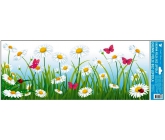 Okenné fólie bez lepidla lúka margarétky pruh 60 x 22, 5 cm