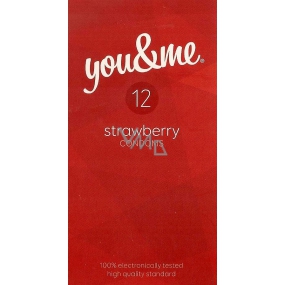 You & Me Strawberry priehľadný lubrikovaný kondóm s vôňou jahôd 12 kusov